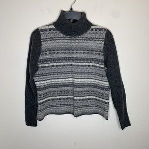 Alexander Bartlett Womens M Grey/White Turtleneck Lambs Wool Rabbit Hair Sweater
